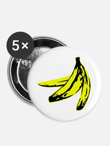 warholish banana peel - Buttons large 2.2''/56 mm (5-pack) - white
