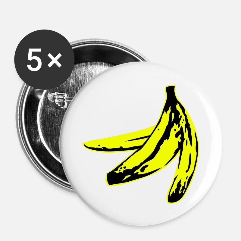 warholish banana peel - Buttons large 2.2''/56 mm (5-pack) - white
