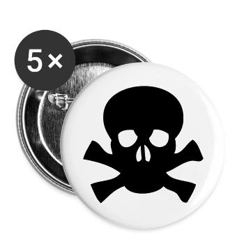 Skull, Totenkopf, Schädel, Gift - Buttons groß 56 mm (5er Pack) - Weiß - Vorne