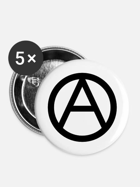 Anarchie Symbol - Buttons groß 56 mm (5er Pack) - Weiß
