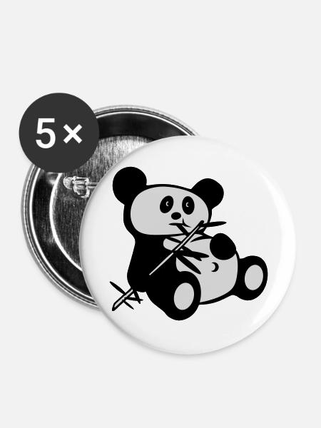 lazy panda - Buttons groß 56 mm (5er Pack) - Weiß