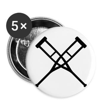 Krücken gekreuzt - Buttons groß 56 mm (5er Pack) - Weiß - Vorne