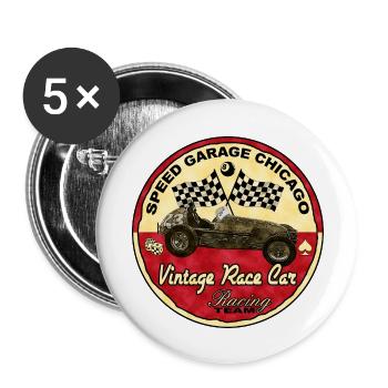 vintage racing - Lot de 5 grands badges (56 mm) - blanc - Devant