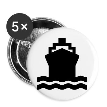 Schwarze und weiße Fähre - Buttons groß 56 mm (5er Pack) - Weiß - Vorne