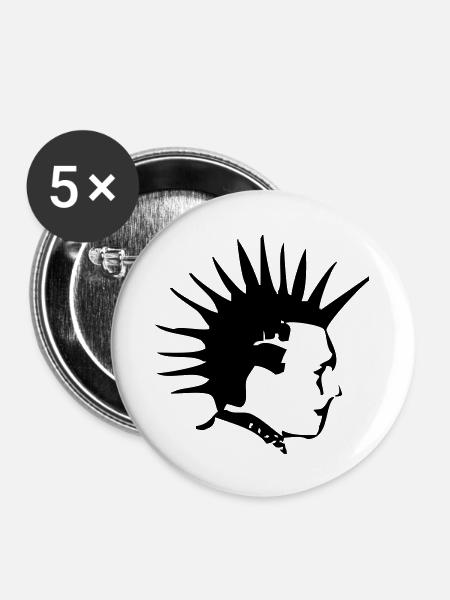 Punk - Buttons groß 56 mm (5er Pack) - Weiß