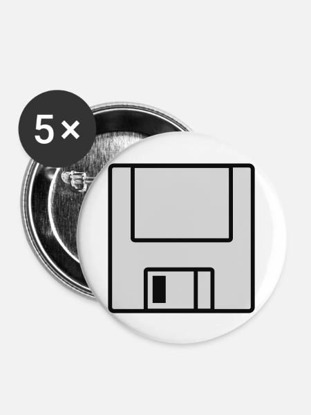 Computer-Diskette - Buttons groß 56 mm (5er Pack) - Weiß