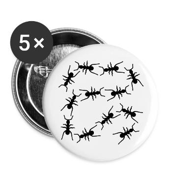 Fourmis - Lot de 5 grands badges (56 mm) - blanc - Devant
