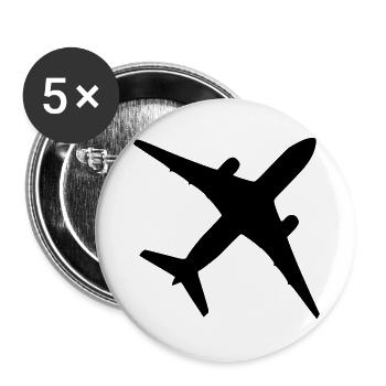 Flugzeug - Buttons groß 56 mm (5er Pack) - Weiß - Vorne