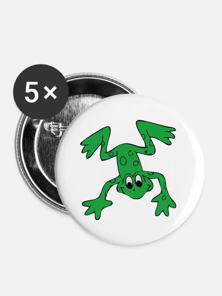 Frosch - Buttons groß 56 mm (5er Pack) - Weiß