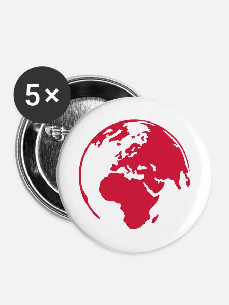 earth - Buttons groß 56 mm (5er Pack) - Weiß