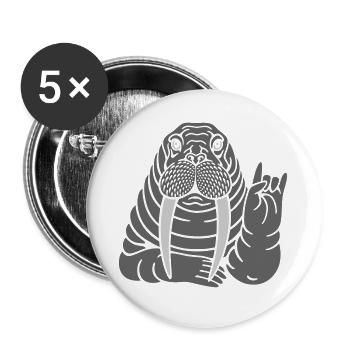 Walross - Buttons groß 56 mm (5er Pack) - Weiß - Vorne