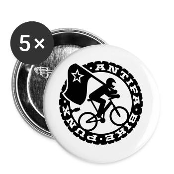 Antifa Bike Punks - Buttons groß 56 mm (5er Pack) - Weiß - Vorne
