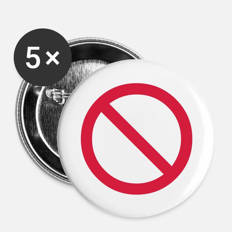 no - prohibited - banned - Buttons large 2.2''/56 mm (5-pack) - white