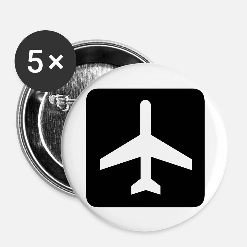 Fixed-wing aircraft,airplane,airport,runway, - Buttons large 2.2''/56 mm (5-pack) - white
