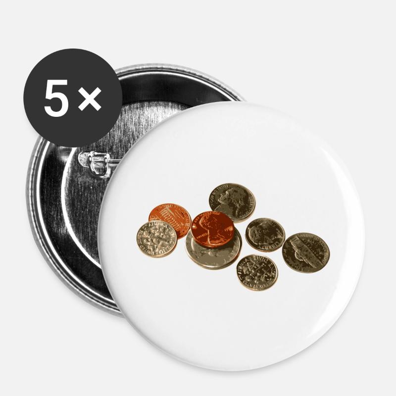 coins - Buttons large 2.2''/56 mm (5-pack) - white