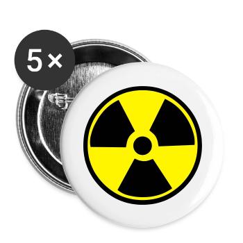Radioactive Warning - Buttons large 2.2''/56 mm (5-pack) - white - Front