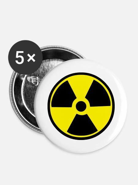Radioaktivität - Buttons groß 56 mm (5er Pack) - Weiß
