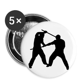 Stickfight Silhouette - Buttons groß 56 mm (5er Pack) - Weiß - Vorne
