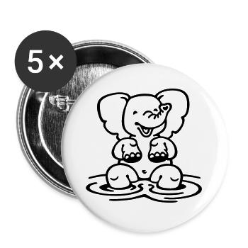 Elefant - Buttons groß 56 mm (5er Pack) - Weiß - Vorne