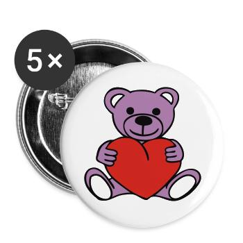ourson & coeur - Lot de 5 grands badges (56 mm) - blanc - Devant