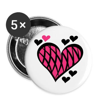 Herz Motiv - Buttons groß 56 mm (5er Pack) - Weiß - Vorne