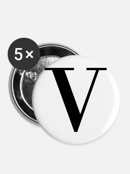Capital V - Buttons large 2.2''/56 mm (5-pack) - white