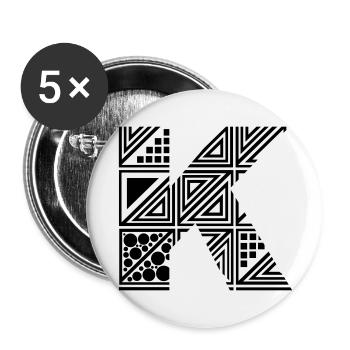 letter K - Buttons large 2.2''/56 mm (5-pack) - white - Front