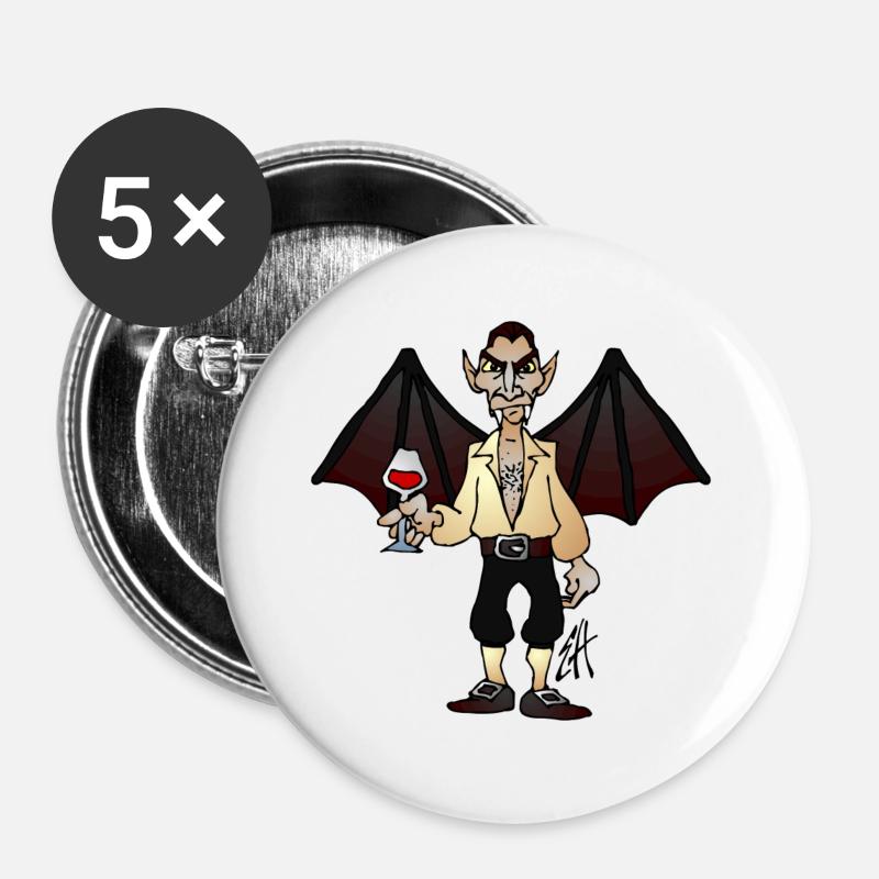 Vampir - Buttons groß 56 mm (5er Pack) - Weiß