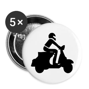 Motorroller Roller Blechroller Schaltroller - Buttons groß 56 mm (5er Pack) - Weiß - Vorne
