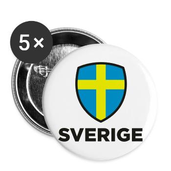 Nationalflagge von Schweden - Buttons groß 56 mm (5er Pack) - Weiß - Vorne