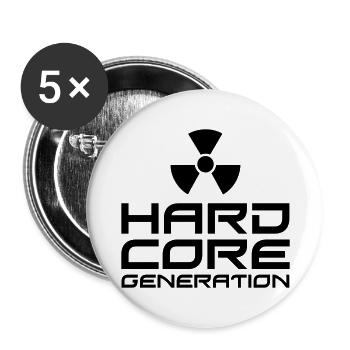 Hardcore Generation III Radio Active FR - Lot de 5 grands badges (56 mm) - blanc - Devant