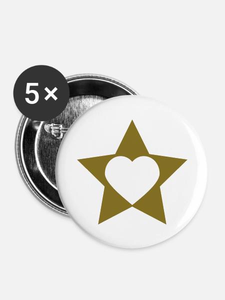 stern - Buttons groß 56 mm (5er Pack) - Weiß
