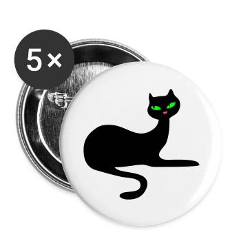 Retro Katze : Eleganz von Patjila - Buttons groß 56 mm (5er Pack) - Weiß - Vorne