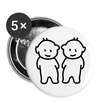 Zwillinge - Twins - Line - Buttons groß 56 mm (5er Pack) - Weiß - Vorne