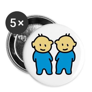 Zwillinge - Twins - Buttons groß 56 mm (5er Pack) - Weiß - Vorne