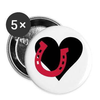 Pferd - Love Horse - Liebe Pferde - Buttons groß 56 mm (5er Pack) - Weiß - Vorne