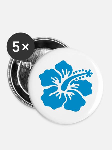 hibiskusblüte - Buttons groß 56 mm (5er Pack) - Weiß
