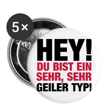 Sehr, sehr geiler Typ! - Buttons groß 56 mm (5er Pack) - Weiß - Vorne