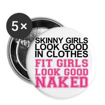Fit girls look good - Buttons large 2.2''/56 mm (5-pack) - white - Front