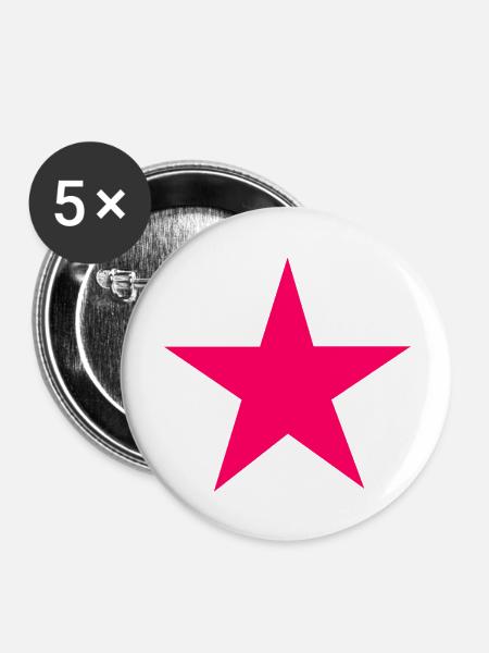pink star - Buttons groß 56 mm (5er Pack) - Weiß