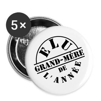 Élu grand mère - Lot de 5 grands badges (56 mm) - blanc - Devant