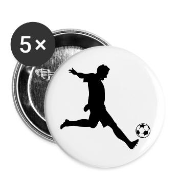 Fußball Spieler / soccer footballer Silhouette - Buttons groß 56 mm (5er Pack) - Weiß - Vorne