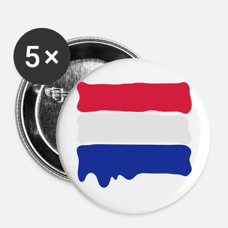 Dutch flag runny paint - Buttons large 2.2''/56 mm (5-pack) - white