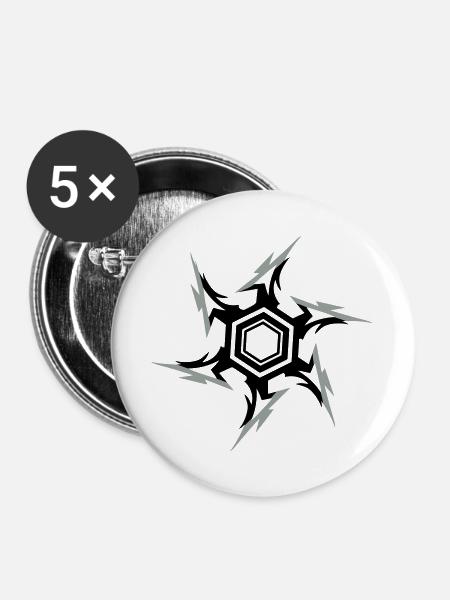 Ninja Wurfstern - Buttons groß 56 mm (5er Pack) - Weiß