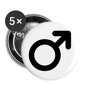male symbol - Buttons large 2.2''/56 mm (5-pack) - white - Front