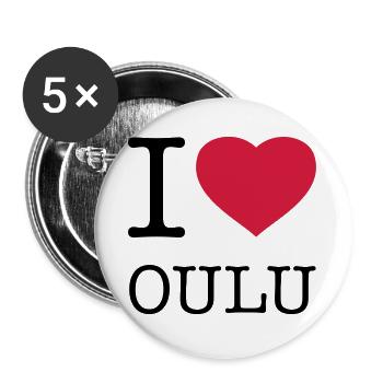 I LOVE OULU Finnland - Buttons groß 56 mm (5er Pack) - Weiß - Vorne