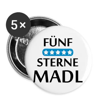 Fünf Sterne Madl Bayern Geschenk - Buttons groß 56 mm (5er Pack) - Weiß - Vorne