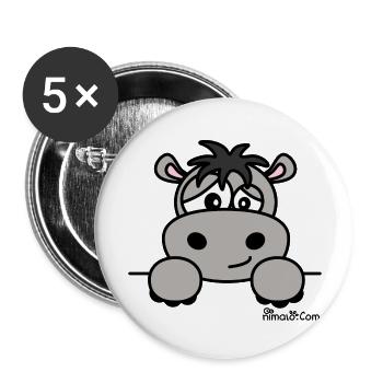 Hippopotame Prénom - Texte à personnaliser - Lot de 5 grands badges (56 mm) - blanc - Devant