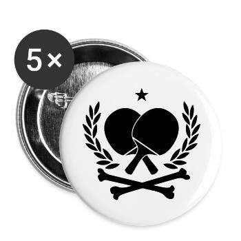 Ping Pong - Tennis de table - Lot de 5 grands badges (56 mm) - blanc - Devant
