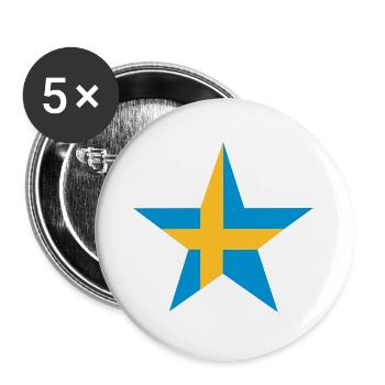 Schwedische Stern - Buttons groß 56 mm (5er Pack) - Weiß - Vorne